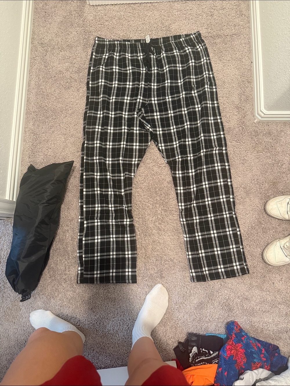 Black and White Plaid Men's Pants